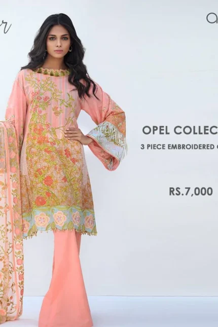 LAWN SS-01 PEACH 3P EMB. ALKARAM