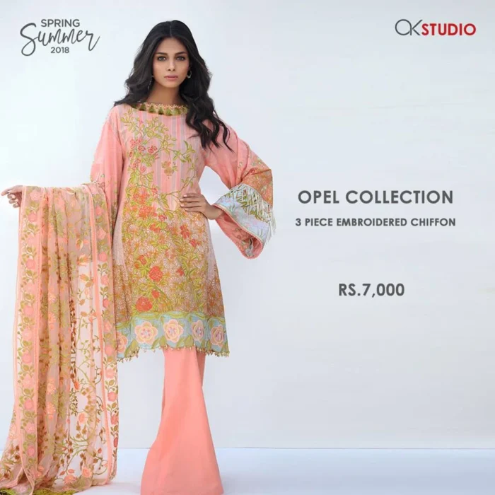 LAWN SS-01 PEACH 3P EMB. ALKARAM