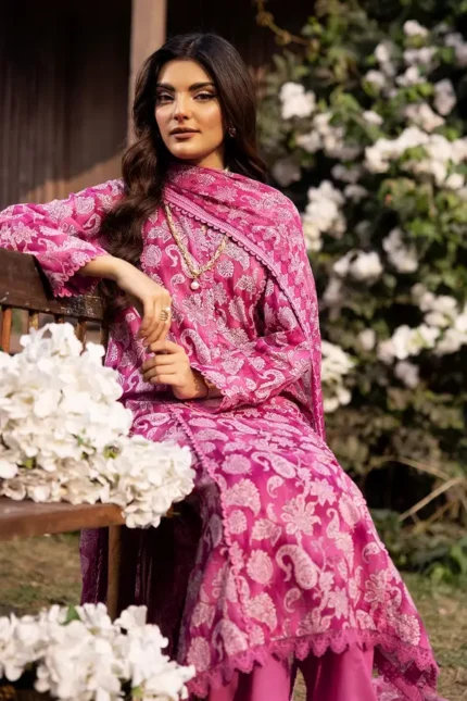 3PC Printed Lawn Unstitched Suit with Chiffon Dupatta BM-42004