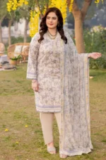 3PC Printed Lawn Unstitched Suit with Chiffon Dupatta BM-42014